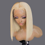 613 Blonde Bob Perruque Courte Droite Cheveux Humains Perruques Pour Femmes