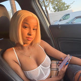 613 Blonde Bob Perruque Courte Droite Cheveux Humains Perruques Pour Femmes