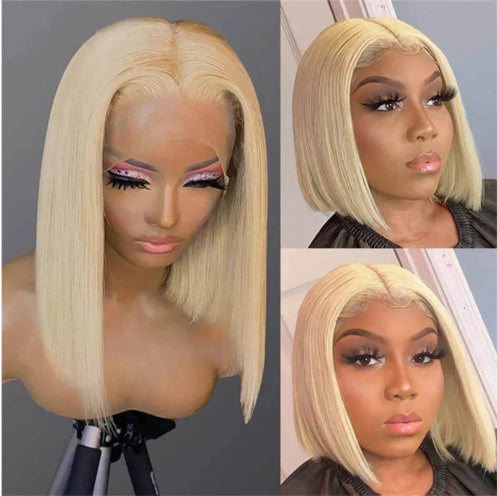 613 Blonde Bob Perruque Courte Droite Cheveux Humains Perruques Pour Femmes
