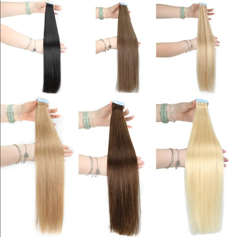 Ruban adhésif sur l’extension de cheveux Cuticule vierge Russe A