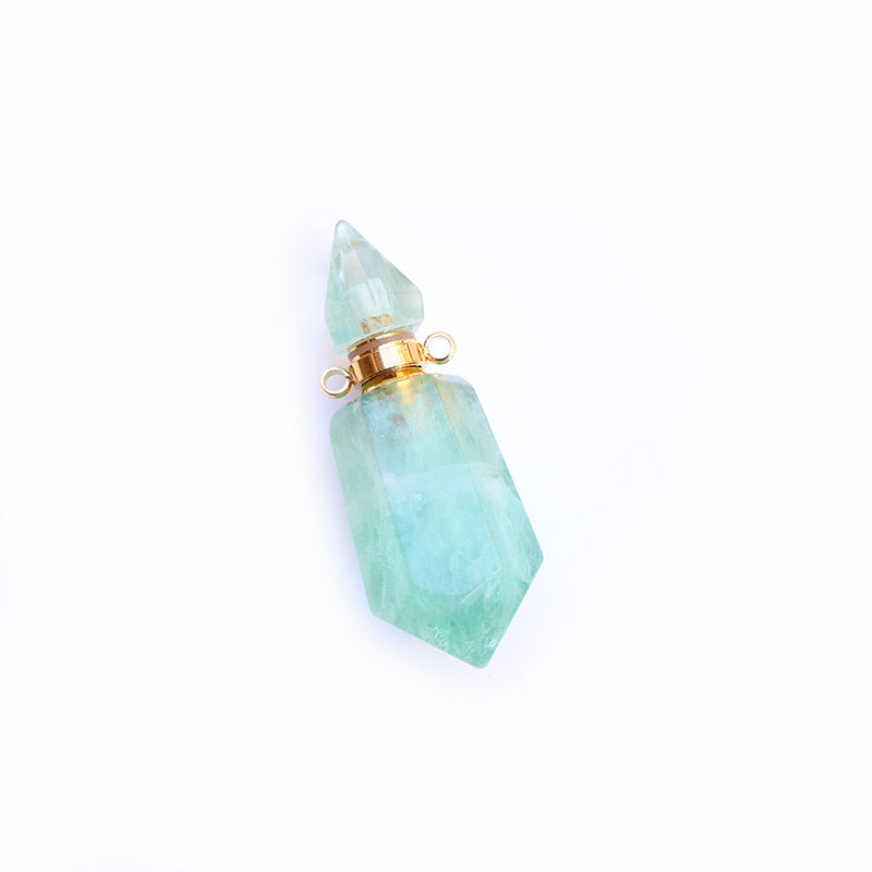 Pendentif chaîne bouteille de parfum en cristal naturel