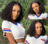 Kinky Curly Short Bob Dentelle Front Perruque de cheveux humains
