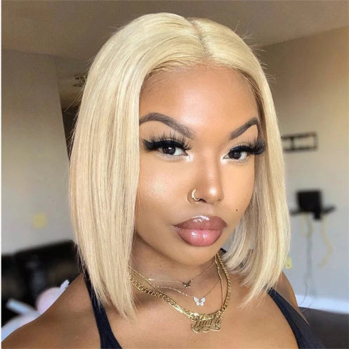 613 Blonde Bob Perruque Courte Droite Cheveux Humains Perruques Pour Femmes