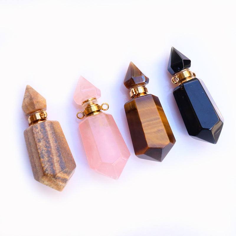 Pendentif chaîne bouteille de parfum en cristal naturel