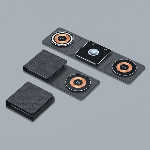 Station de Charge Magnétique Pliable 3-en-1 pour iPhone et AirPods