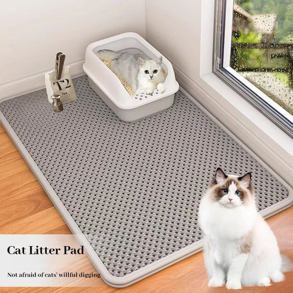 Tapis de litière pour chats, Double couche EVA, grand trou, anti-dérapant