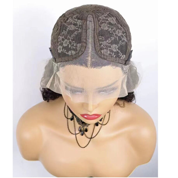 Kinky Curly Short Bob Dentelle Front Perruque de cheveux humains