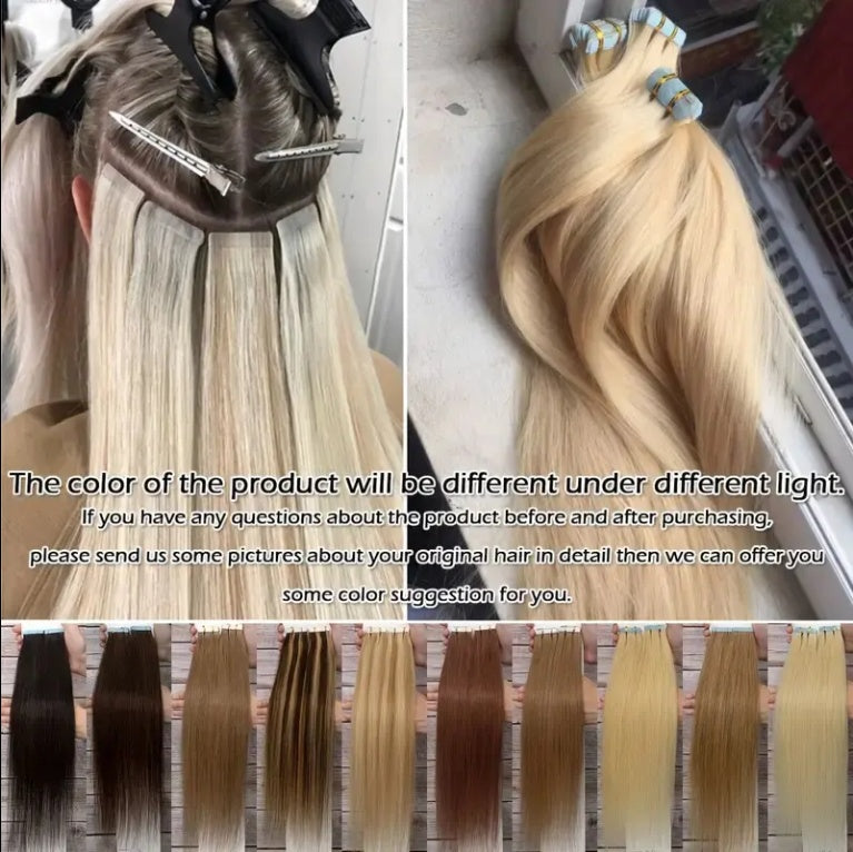 Ruban adhésif sur l’extension de cheveux Cuticule vierge Russe A
