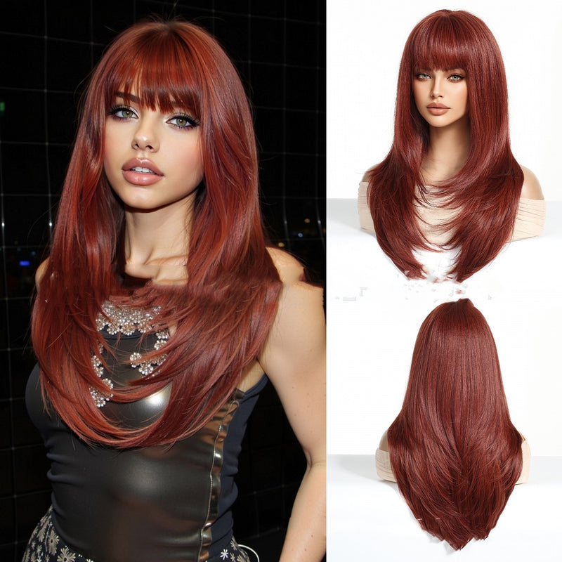 Cheveux Frange Droite Orange Or Clai