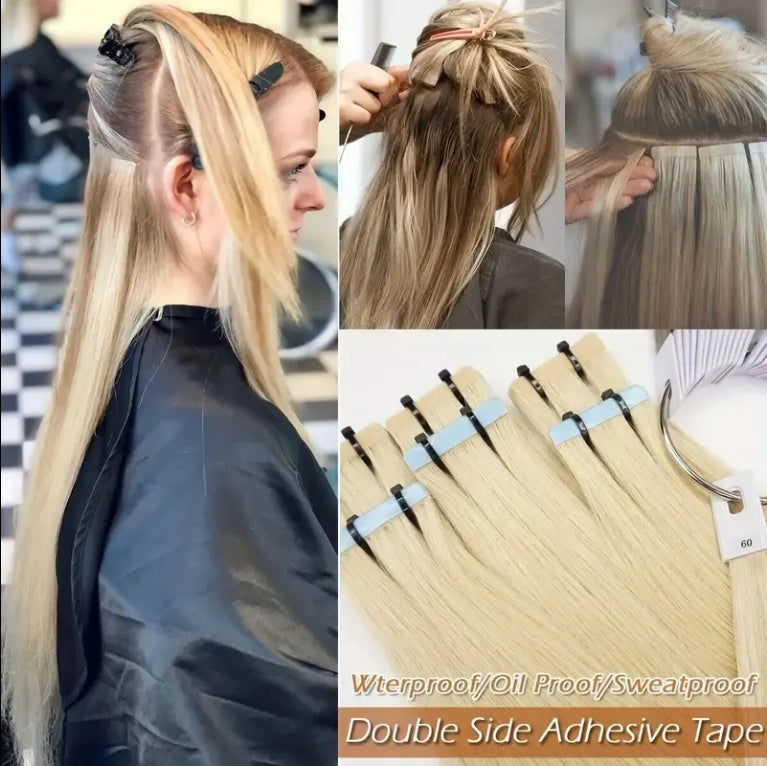 Ruban adhésif sur l’extension de cheveux Cuticule vierge Russe A