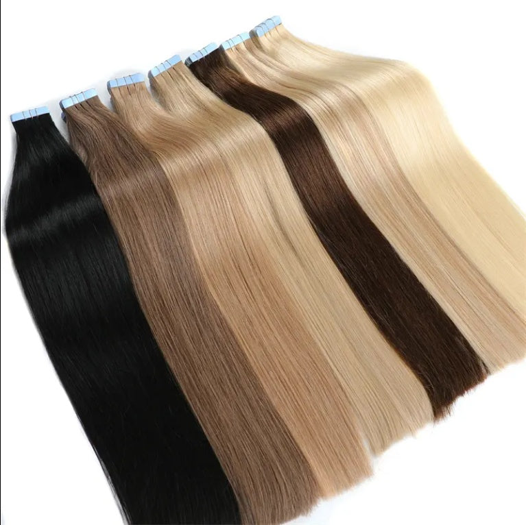 Ruban adhésif sur l’extension de cheveux Cuticule vierge Russe A