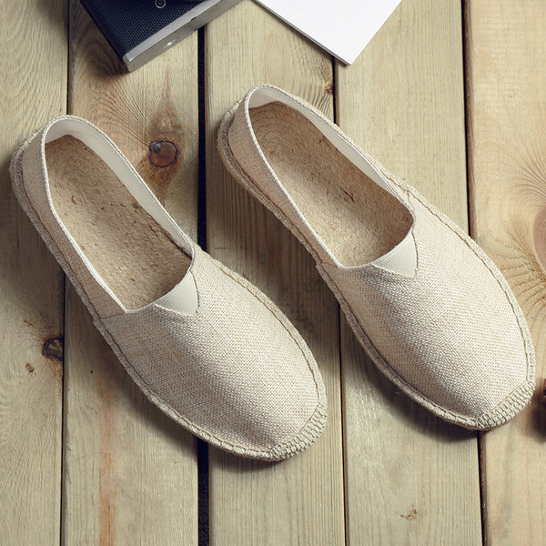Retro Low-top Ramie Sole Chaussures en tissu paresseux respirant absorbant