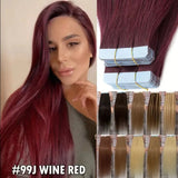 Ruban adhésif sur l’extension de cheveux Cuticule vierge Russe A
